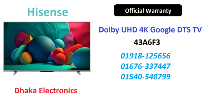 Hisense 43 inch 43A6F3 4K Google DTS TV Official