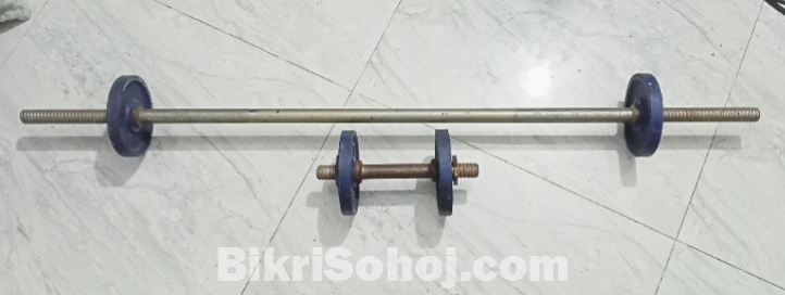 Dumbbells and Barbell for sale (used)